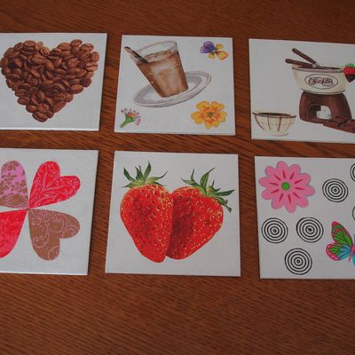 sous verre decoré motifs serviettes en papier