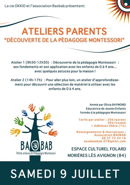 Deux ateliers &quot;parents&quot; samedi 9 juillet à Morières-lès-Avignon !