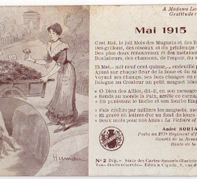 Carte postale ancienne - Poème: Mai 1915 par André Soriac