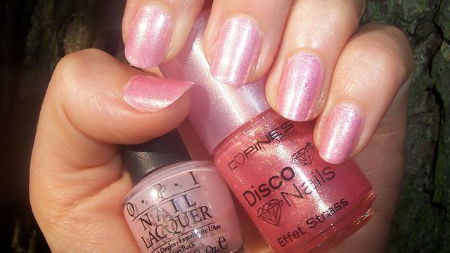 Les Copines Pink Disco Nails (Over OPI Suzi and the Lifeguard)