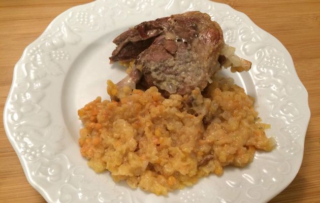 Confit de canard aux lentilles corail