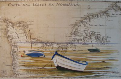 Aquarelle sur carte marine .