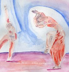 Deux danseuses : dessin aquarelle
