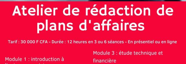 ATELIER DE RÉDACTION DE PLANS D'AFFAIRES 