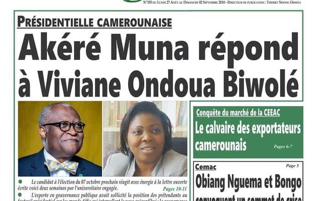 AKERE MUNA REPOND A MADAME VIVIANE ONDOUA BIWOLE : ÉTAT ET GOUVERNANCE PUBLIQUE 