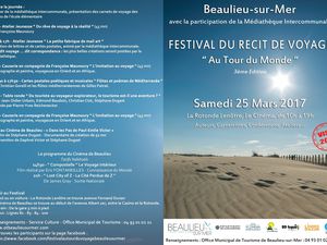 Festival du récit de voyage &quot;Au Tour du Monde&quot; à Beaulieu-sur-Mer (06-Nice) ce samedi 25 mars 2017