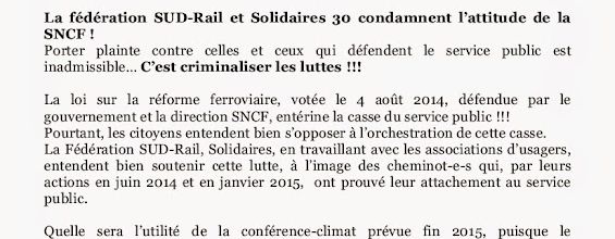 Hautes Cévénnes, Génolhac - La SNCF porte plainte contre celles et ceux qui veulent sauver le service public…