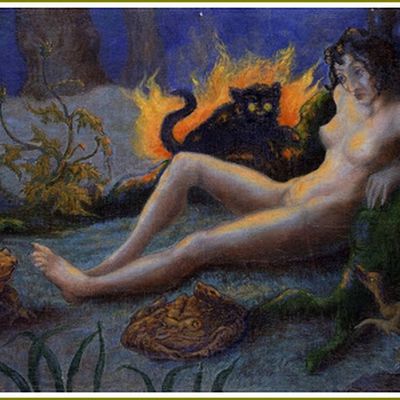 Halloween et sorcières en peinture et illustrations -  Paul Ranson (1861-1909), La Sorcière et Chat Noir