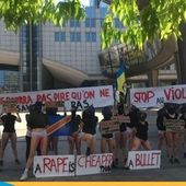 "De l'amour, pas la guerre" : à Bruxelles, des femmes dénoncent les viols commis en Ukraine
