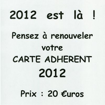 PENSEZ A LA CARTE DU CERCLE POUR 2012.