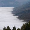 Moon and cloud sea above the valley of Bourg St Maurice