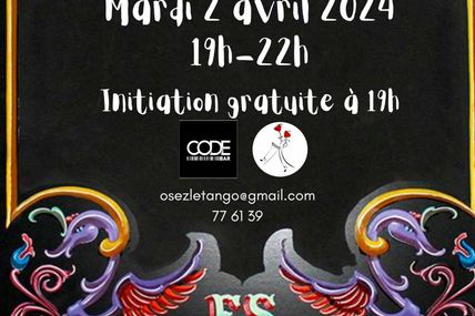 Initiation tango mardi 2 avril 2024 à 19h au Code bar