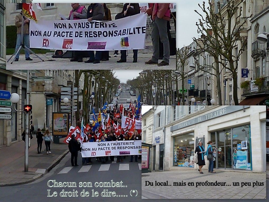 18 - Défilé et pacte responsabilité - Les têtes des candidats Saintais - Jean-Pierre Rafarin.. en soutien à la vague bleue, ne mâche... pas ses mots