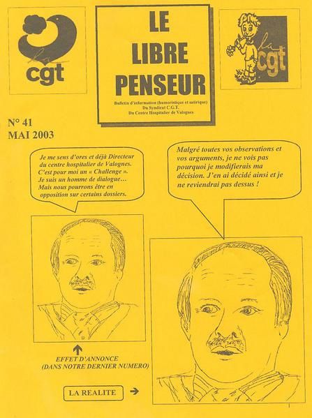 dessins humoristiques parus dans notre bulletin d'information humoristique et satirique LE LIBRE PENSEUR