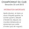 2012 JOURNEE de QUALIFICATION pour les CHAMPIONNATS du CLUB