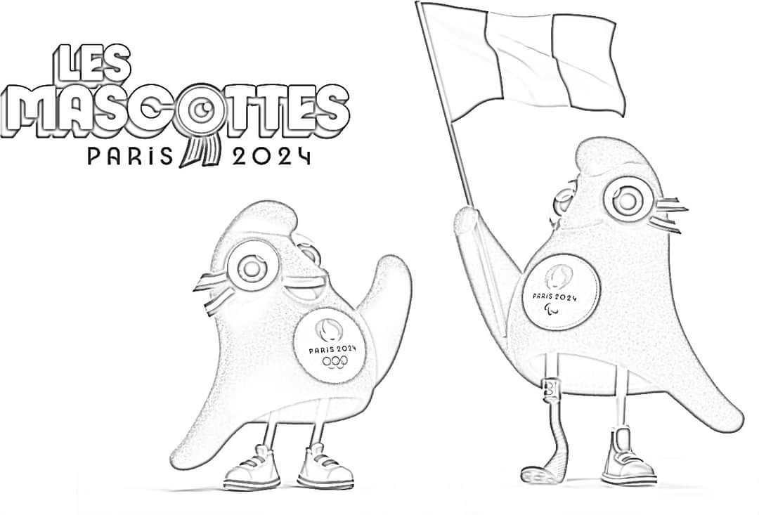 Coloriage Page De Garde Cahier De Sportif Jeux olympiques 2024- mascottes et coloriages - LA CLASSE DE PEPE