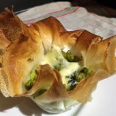Panier de brick aux petits pois et pétales de Fourme d'Ambert - La gourmandise de Violette