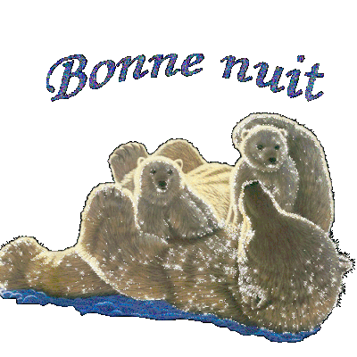 Bonne nuit - Ours blancs - Oursons - Gif scintillant - Gratuit