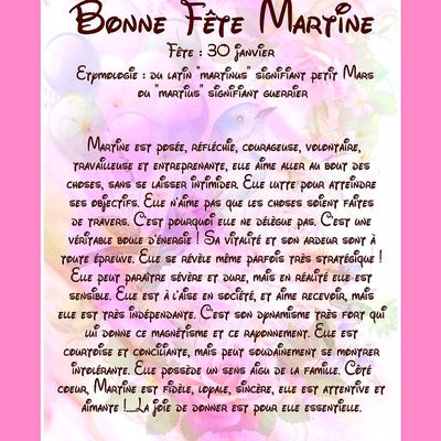 Carte Bonne Fête Martine - 30 janvier