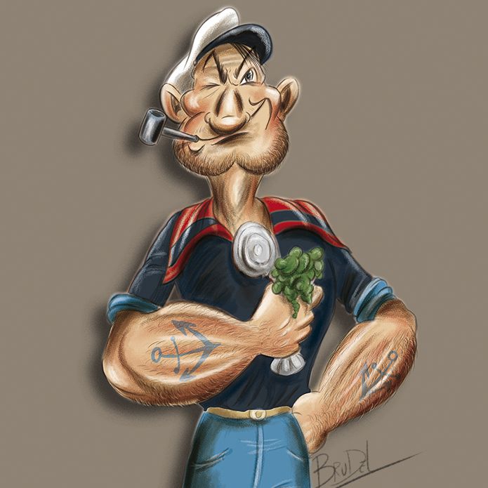 Dessin, Popeye, digital art, digital painting, BruDel dessinateur