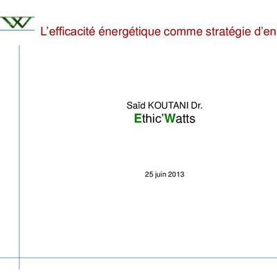 L'efficacité énergétique stratégie...