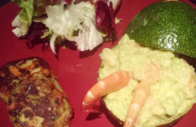 Recette 2 : guacamole d'avocat et crevettes.