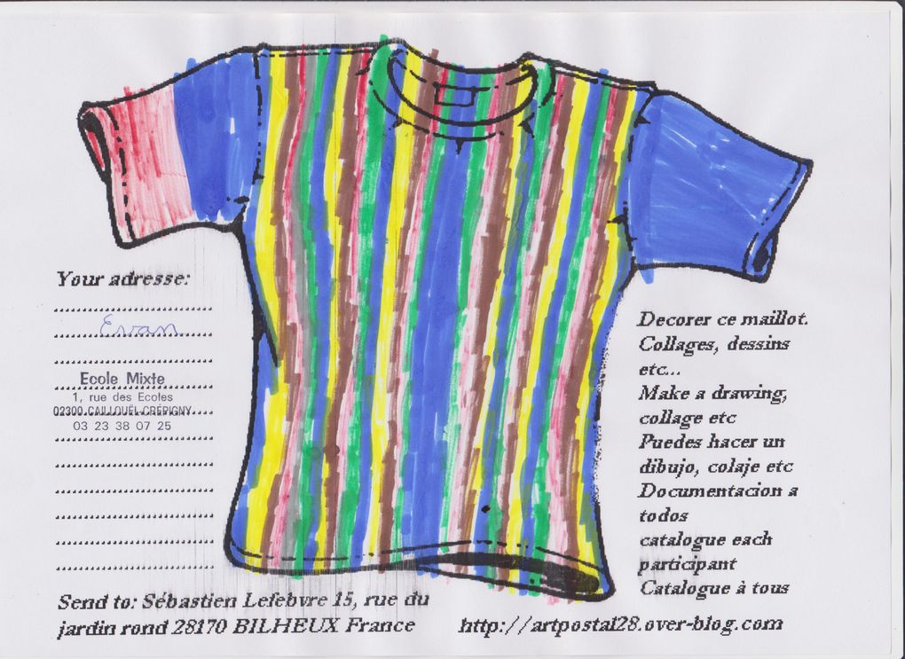 maillots reçus d'une ecole mixte primaire de l'Aisne (02)