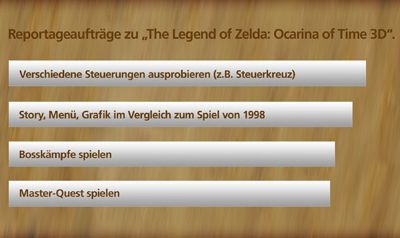 Reportageaufträge zum Thema “The Legend of Zelda: Ocarina of Time 3D”