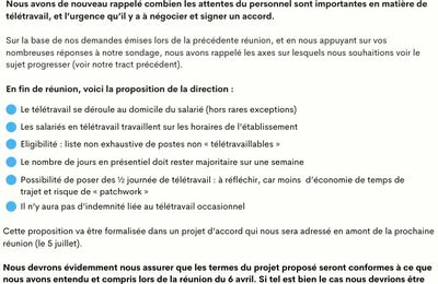 Suivi négociation Télétravail - Forfait jours