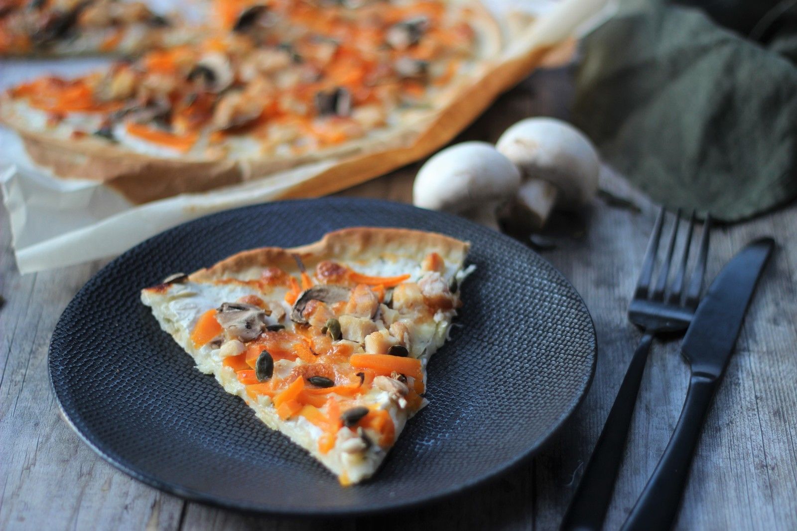 pizza poulet butternut champignons 