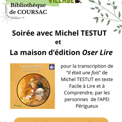 Coursac : Rencontre de Michel Testut et la maison d'édition Oser Lire