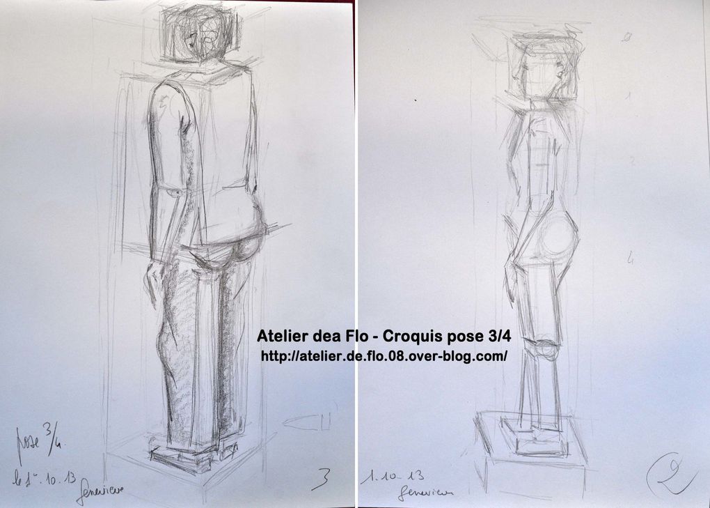 Les dessins des "croquistes" de l'atelier - La construction intérieure reste volontairement apparente pour bien  retrouver le cheminement de la construction du dessin !