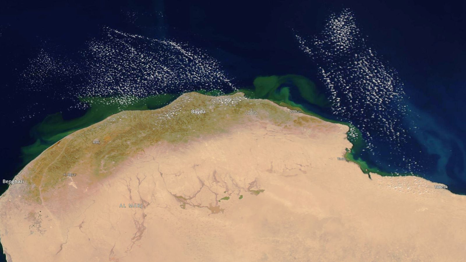 Libye - Derna - Darnah - inondations - floods - satellite - Aqua - MODIS - NASA - Septembre 2023 - rupture barrage - Dam - dégâts - damages