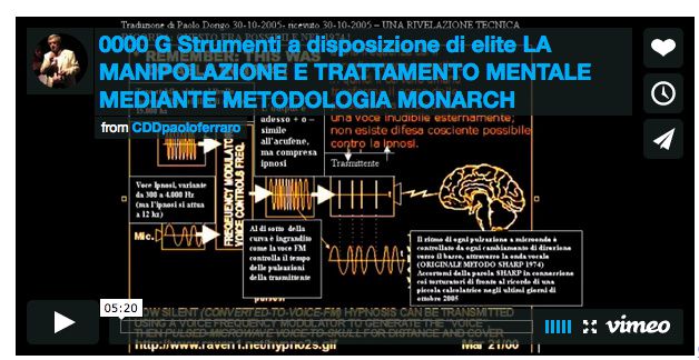 *RIEDITION INTEGRATA* Versione mail LIGHT NO-EMBEDDING da diffondere. *New* *NEW*. LE STRATEGIE EVERSIVE ALLO SCOPERTO: MK ULTRA, CONTROLLO MENTALE MONARCH, TECNICHE DI MANIPOLAZIONE.. Articolo chiosato, integrato e riveduto con dati audio e documentazione nuova.New*