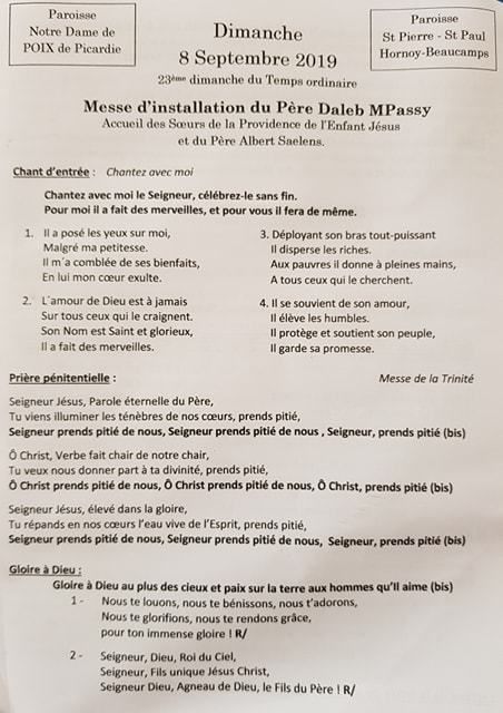 Retour en images sur la messe d’installation du nouveau curé de Poix et d'Hornoy : Le père Daleb M’Passy