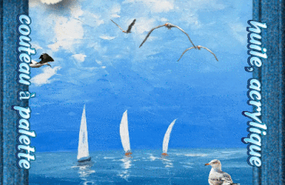 Dessin et peinture - vidéo 4498 : Comment peindre les 3 voiliers au couteau à palette 1/2 ? - huile, acrylique.