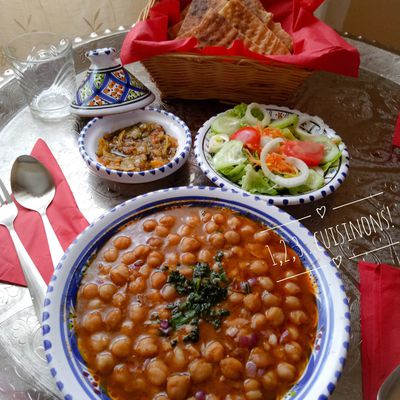 Pois chiches en sauce au cumin et à l'huile d'olives