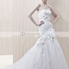 wholesale and retail Tulle Straight Strapless Neckline Floral Detailing Accents Mermaid Style with Sweep Train Skirt 2012 Wedding Dress