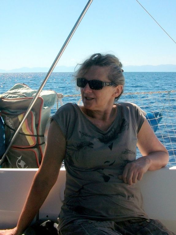 Marie-Françoise, Liliane et Robert, début septembre. de Chalkis aux Sporades.