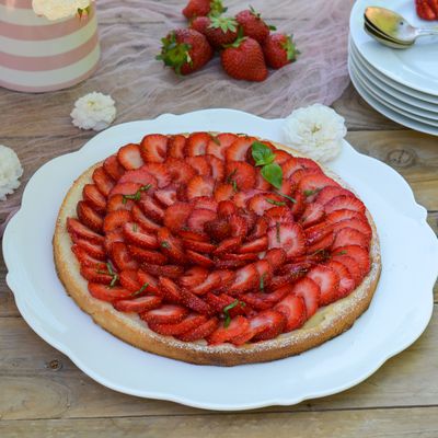 Tarte fine fraises / basilic 