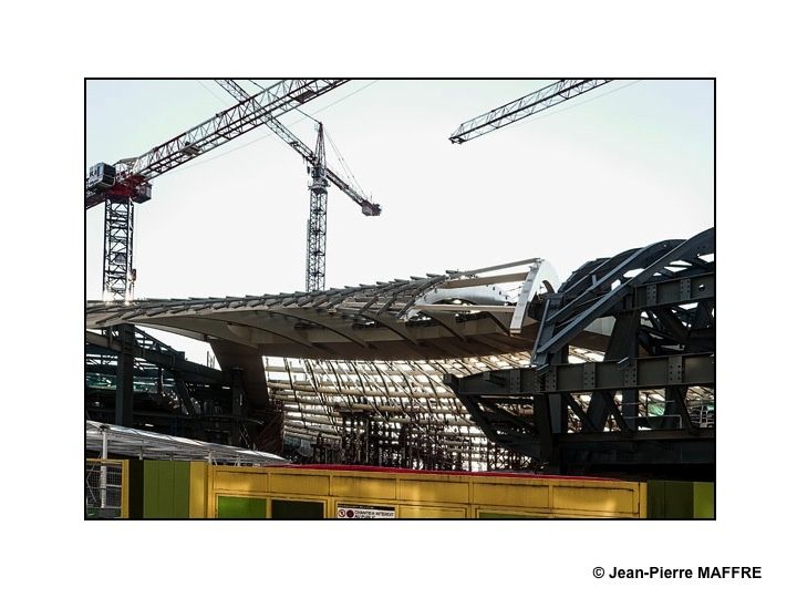 La canopée et son entrelacs de poutres métalliques apparaît peu à peu. Un chantier gigantesque. A suivre…