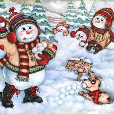 Bonhomme de neige en illustration  par Gloria West