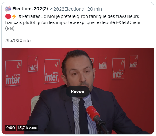 Moi je préfère qu'on fabrique des travailleurs français plutôt qu'on les importe » explique le député