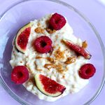 Riz au lait au speculoos, framboises et figues