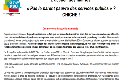 DDCT : L'accueil des mairies "Pas le parent pauvre des services publics "? CHICHE !