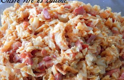 Chou à la tomate et dés de lardons (au Cookeo)