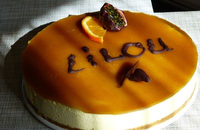 Entremet Orange - fruit de la passion et sa sauce au chocolat 