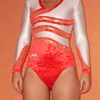 Red and white Moreau leotard , long sleeves of course ...