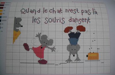 Broderie : quand le chat n'est pas là........