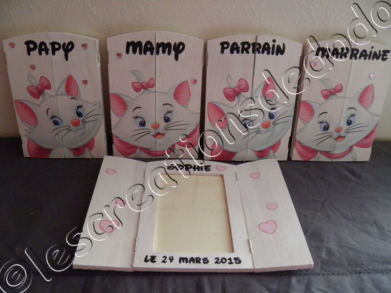 cadres parrain marraine Baptême Marie des Aristochats